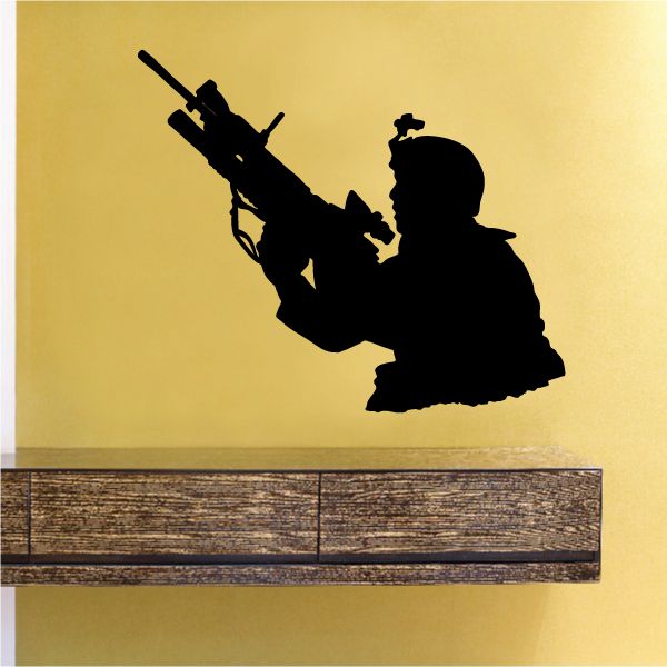 Image of Soldier Bust with Machine Gun Decal