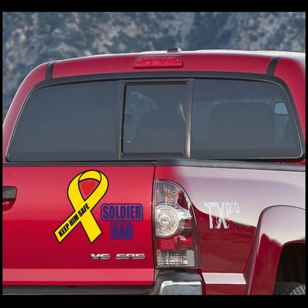 Image of Soldier Dad Ribbon Printed Die Cut Decal