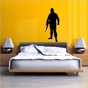Soldier decal with black standing soldier silhouette
