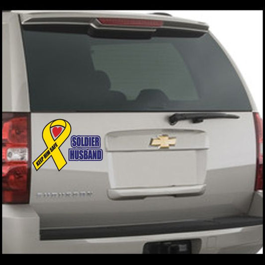 Image of Soldier Husband Ribbon Printed Die Cut Decal