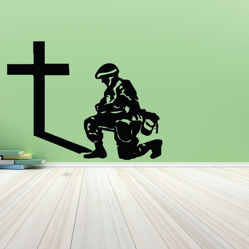 Image of Soldier Kneeling Praying Decal