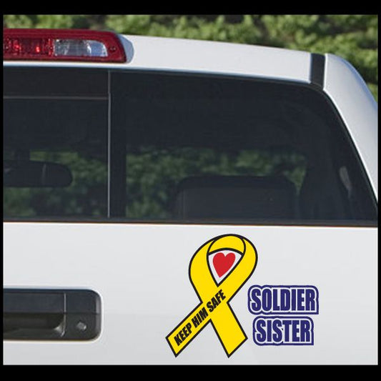 Image of Soldier Sister Ribbon Printed Die Cut Decal