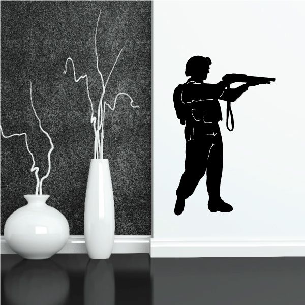 Soldier with shotgun wall decal silhouette