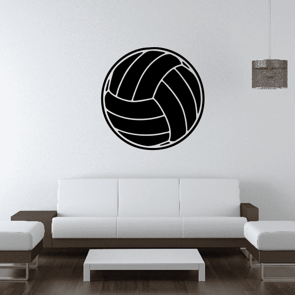 Volleyball wall decal with bold black design and seam lines