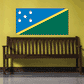 Solomon Islands flag sticker, rectangular with blue field, white stars, green diagonal stripe