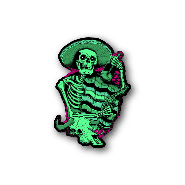 Image of Sombrero Skeleton Sticker