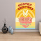 Easter greetings rectangle sticker with yellow bunny and text Somebunny loves you