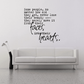 Wall decal with script quote: faces into their hearts.
