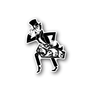 Black-and-white anime reaper vinyl sticker with skull and scythe