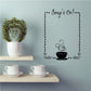 Soup is on wall decal with black soup cup icon and swirls