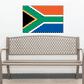 South Africa flag sticker, rectangular with green, orange, blue, white, and black