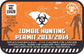 Zombie hunting permit sticker with orange print, biohazard icon, and 2013/2014 text