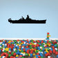South Dakota class battleship decal, black silhouette of battleship side view