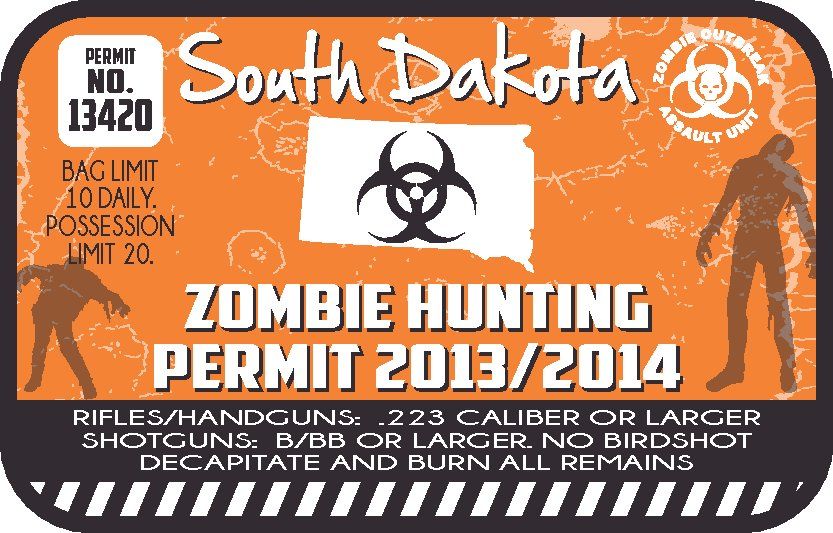 Image of South Dakota Zombie Hunting Permit Sticker