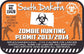 South Dakota zombie hunting permit sticker with orange biohazard and zombie-hunting text