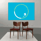 Turquoise flag sticker with circular yellow stars and white bird silhouette