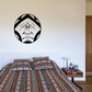 Southwestern moon wall decal with black circular frame and detailed face illustration