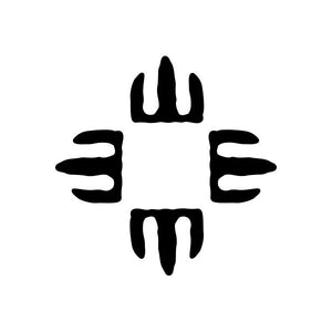 Square decal with black stylized southwestern motif