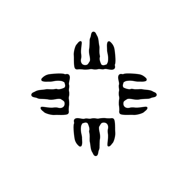 Square decal with black stylized southwestern motif