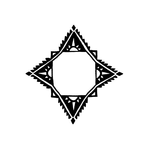 Southwestern pointed sunrise decal, black geometric diamond with central arch design