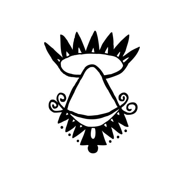 Black and white tribal sacred mountain decal with sunburst and swirl details