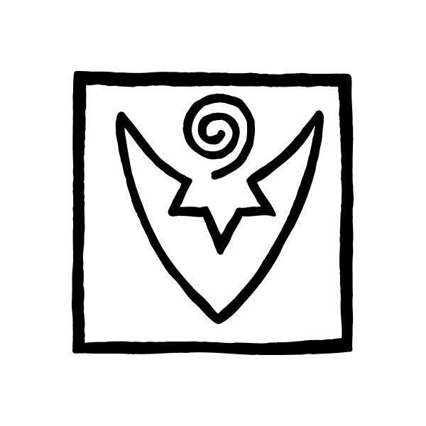 Black spiral arrow decal with square border