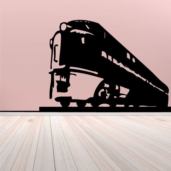 Southwestern train decal with black locomotive side profile and windows