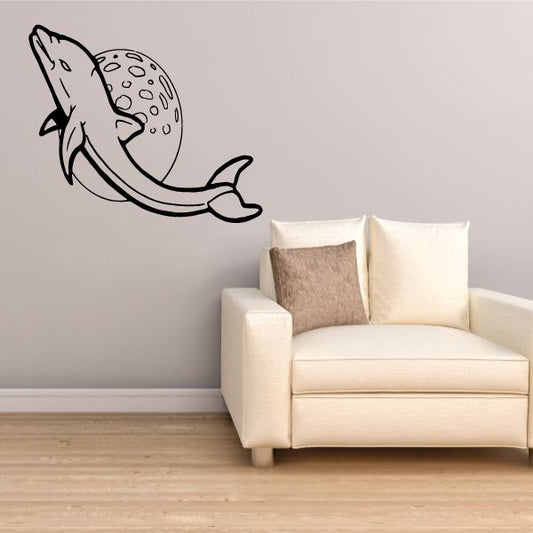 Image of Space Dolphin Moon Decal