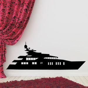 Yacht decal featuring a black ship silhouette