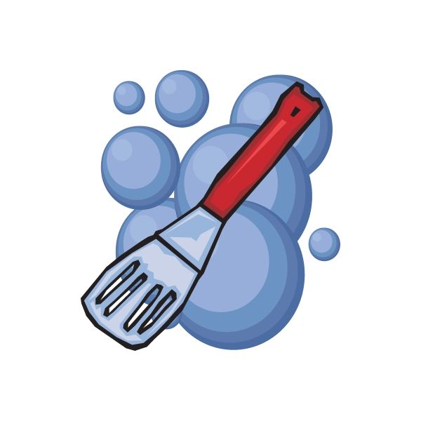 Spatula sticker with red handle and white brush tip