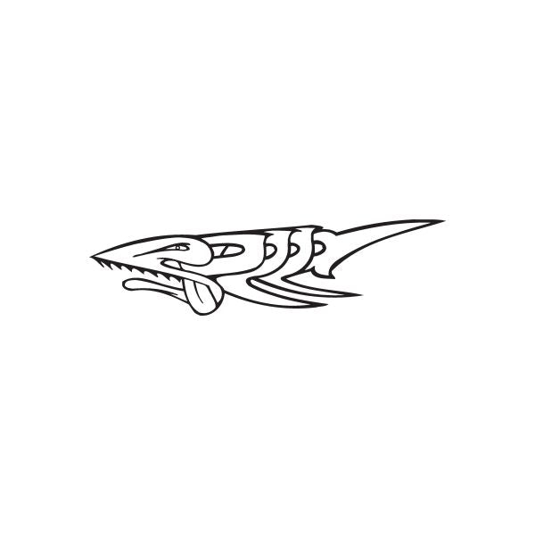 Graffiti speed decal with black outline and white/blue flame-like streaks