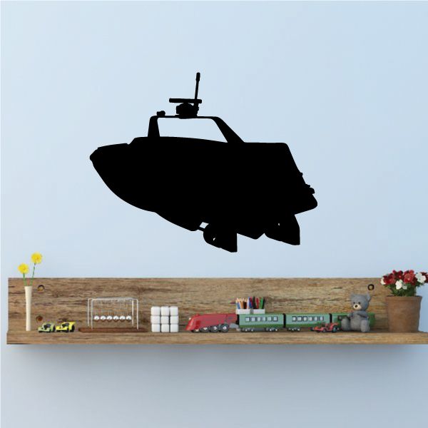 Black speedboat aft decal with side silhouette