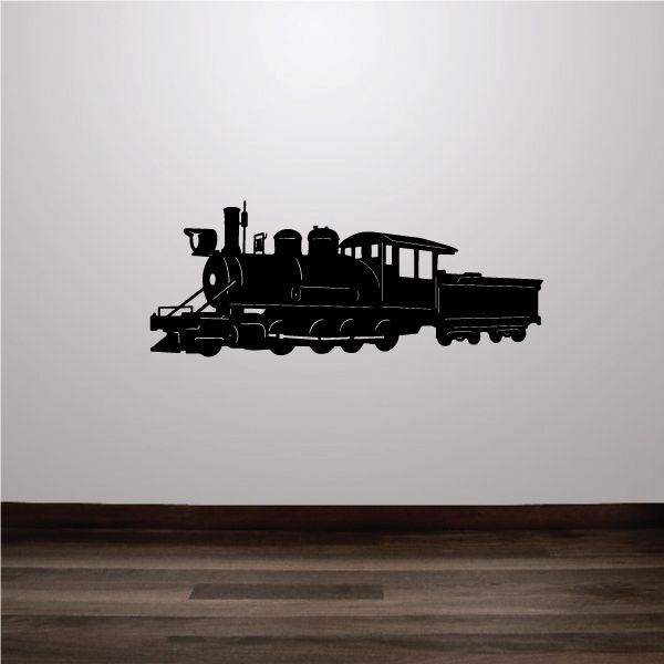 Black steam train wall decal silhouette