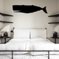 Sperm whale wall decal with black silhouette
