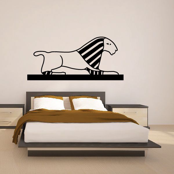 Sphynx cat wall decal with striped headdress, sitting on a base
