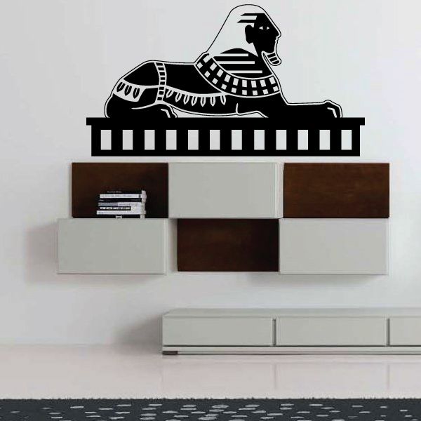 Egyptian pharaoh wall decal in black with striped headdress and cartouche