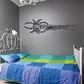Black spider web wall decal with central spider graphic