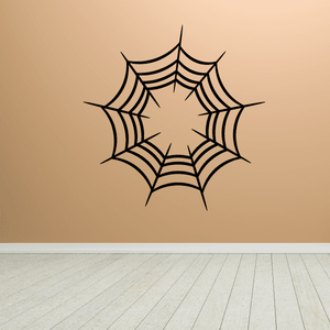 Black spider web vinyl wall decal sticker with web spokes and spiral lines