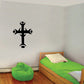 Black spiked cross wall decal with ornate sword-like ends