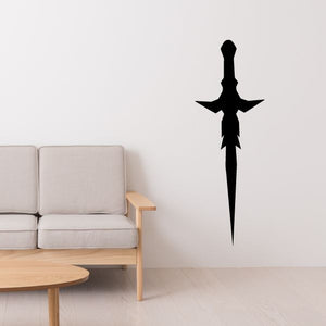Spiked dagger wall decal, black silhouette with pointed blade and star guard.