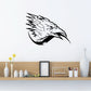 Spiky eagle head decal, black outline on white background