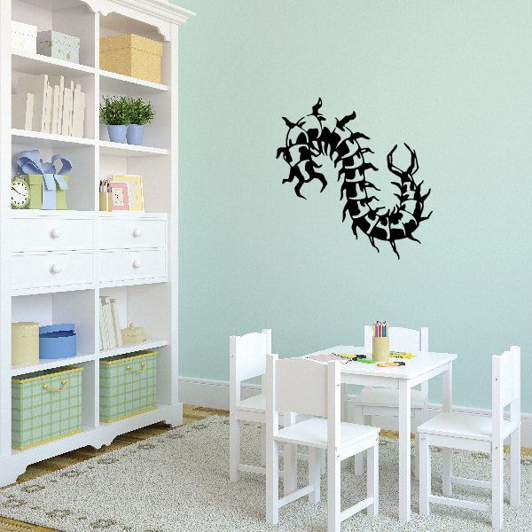 Spiky millipede decal with black spiky insect silhouette