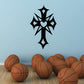 Spiked cross wall decal with heart center, black