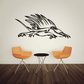 Spiny dinosaur wall decal, black outline of roaring dinosaur with spines and claws