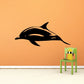 Dolphin wall decal, black spinning silhouette