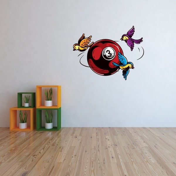 Image of Spinning Birds Billiard Ball Sticker