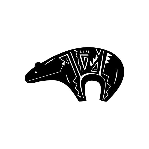 Black bear head decal with white geometric pattern across body and chest