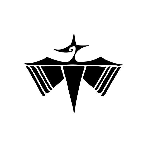 Black stylized phoenix decal with geometric wing lines and central emblem
