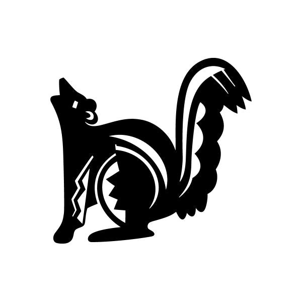 Spiritual native squirrel decal in black with white tribal circle accents