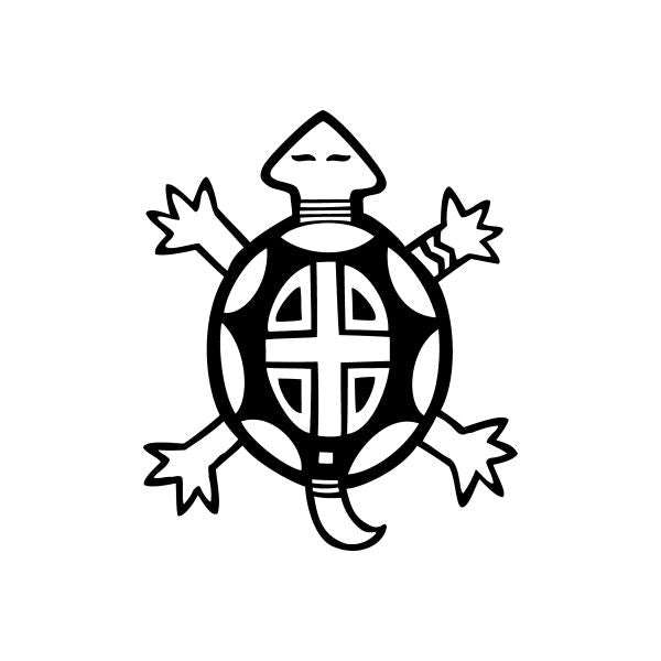 Black turtle decal with Native-style headdress and star accents